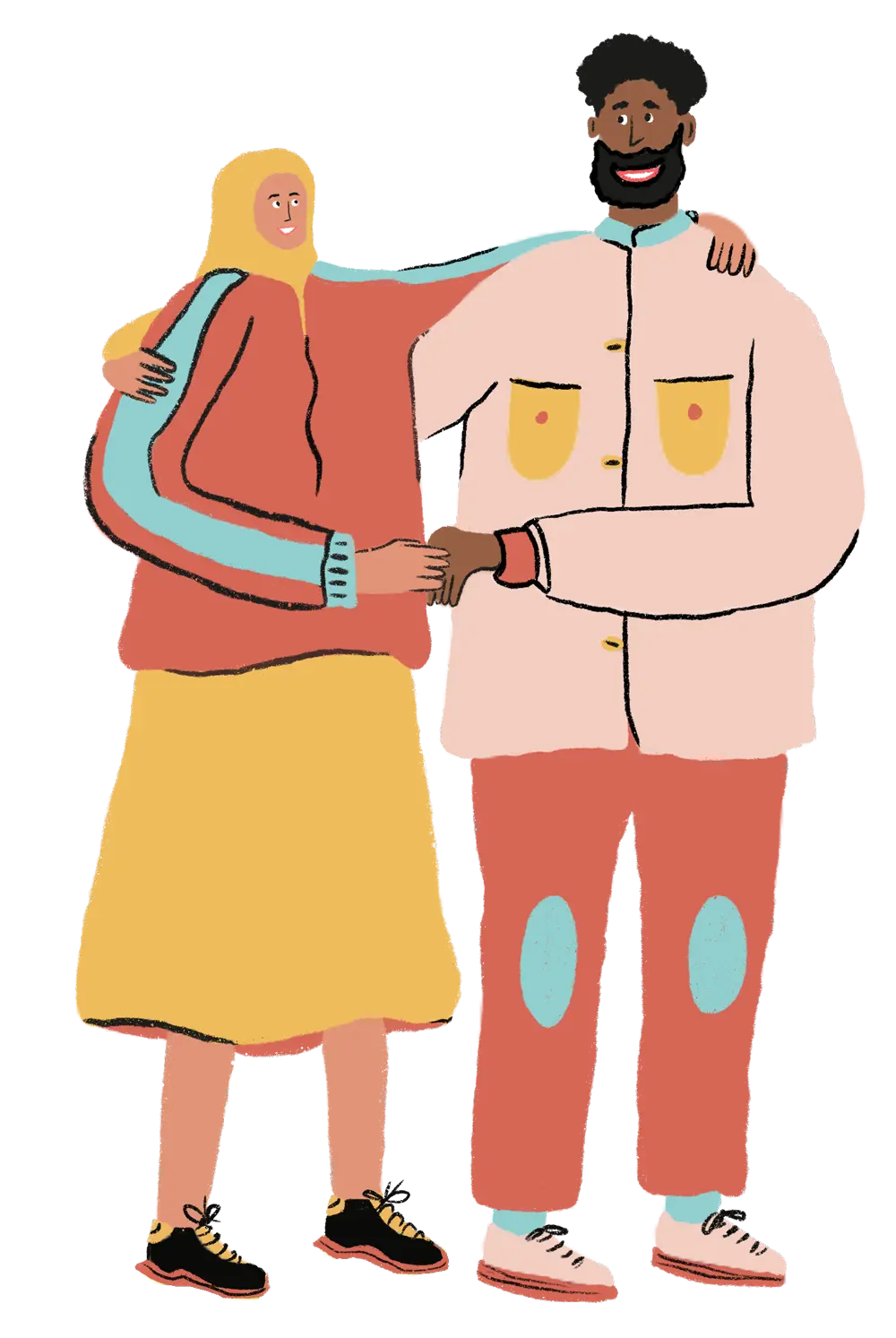 Illustration de deux personnes se tenant par l’épaule